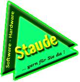 Das Logo der Firma zeigt zwei voreinander liegende grüne Dreiecke mit dem Schriftzug 'Staude' darüber